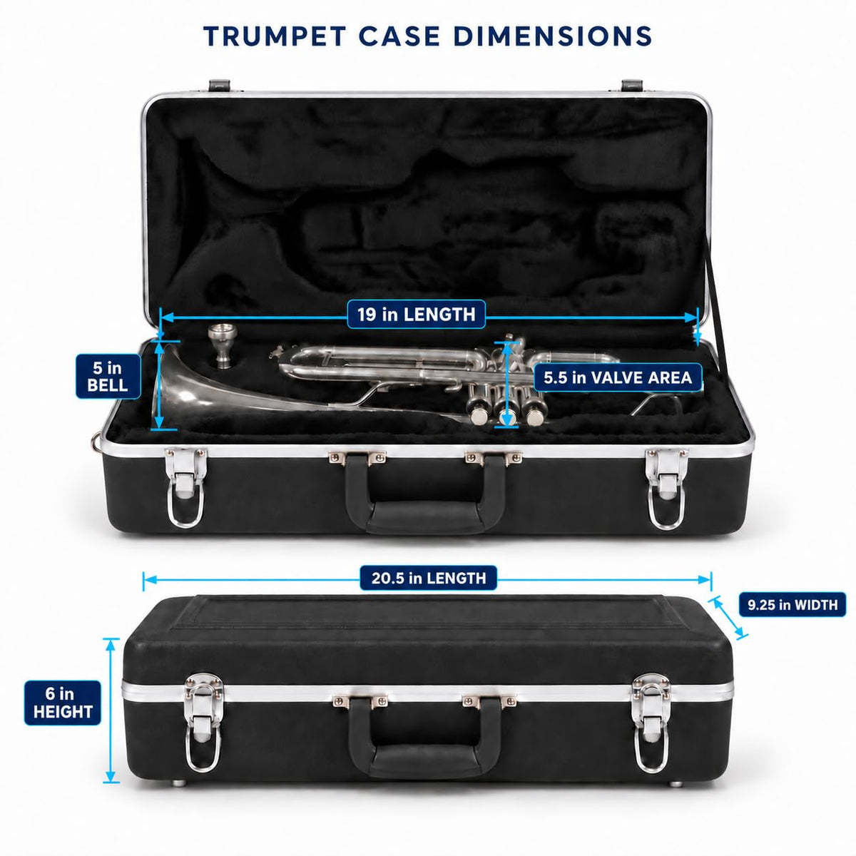 Lightweight ABS Hard Case for Bb Trumpet, Black R246