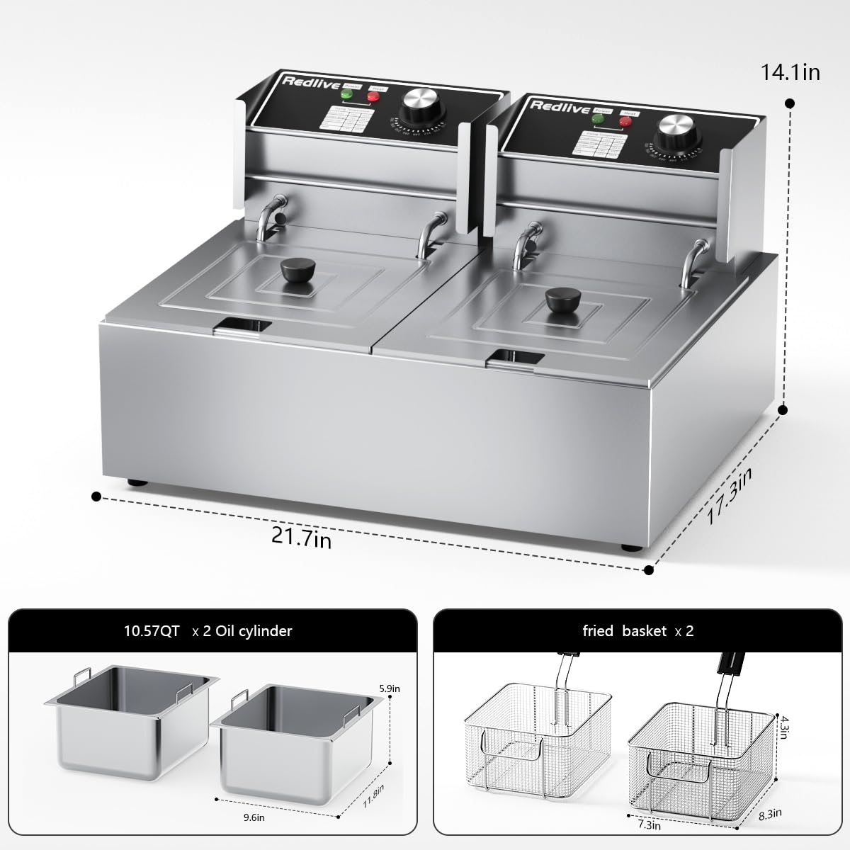 Commercial Deep Fryer with Double Baskets S4665