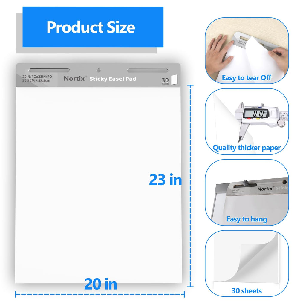 Sticky Easel Pads, 20 x 23 inch, 30 Sheets/Pad, 8 Pads P226054