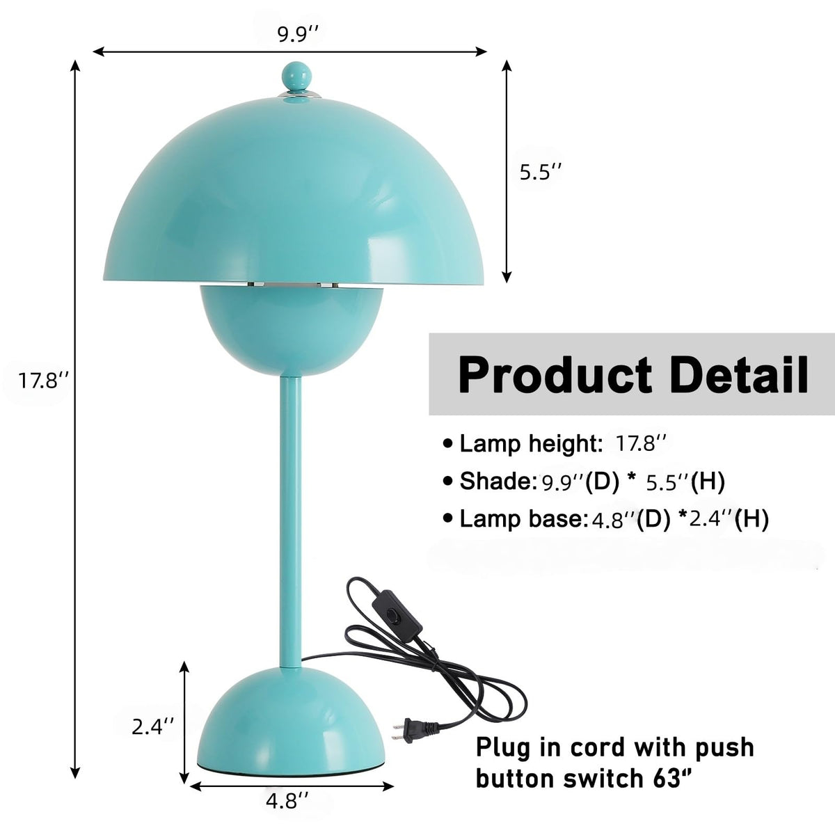 Mid-Century Modern Table Lamp Turquoise I432