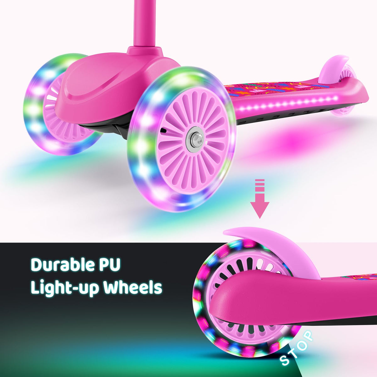 Kids 3-Wheel Scooter with Light-Up Deck and Wheels F617232