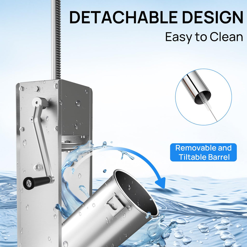 7L Stainless Steel Vertical Sausage Stuffer with 4 Stuffing Tubes V4734