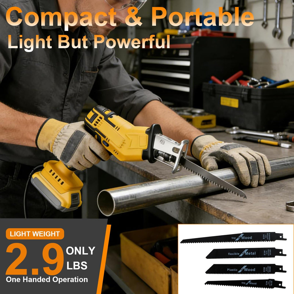 Cordless Reciprocating Saw 0-3500 SPM Variable Speed with 4 Blades X73878