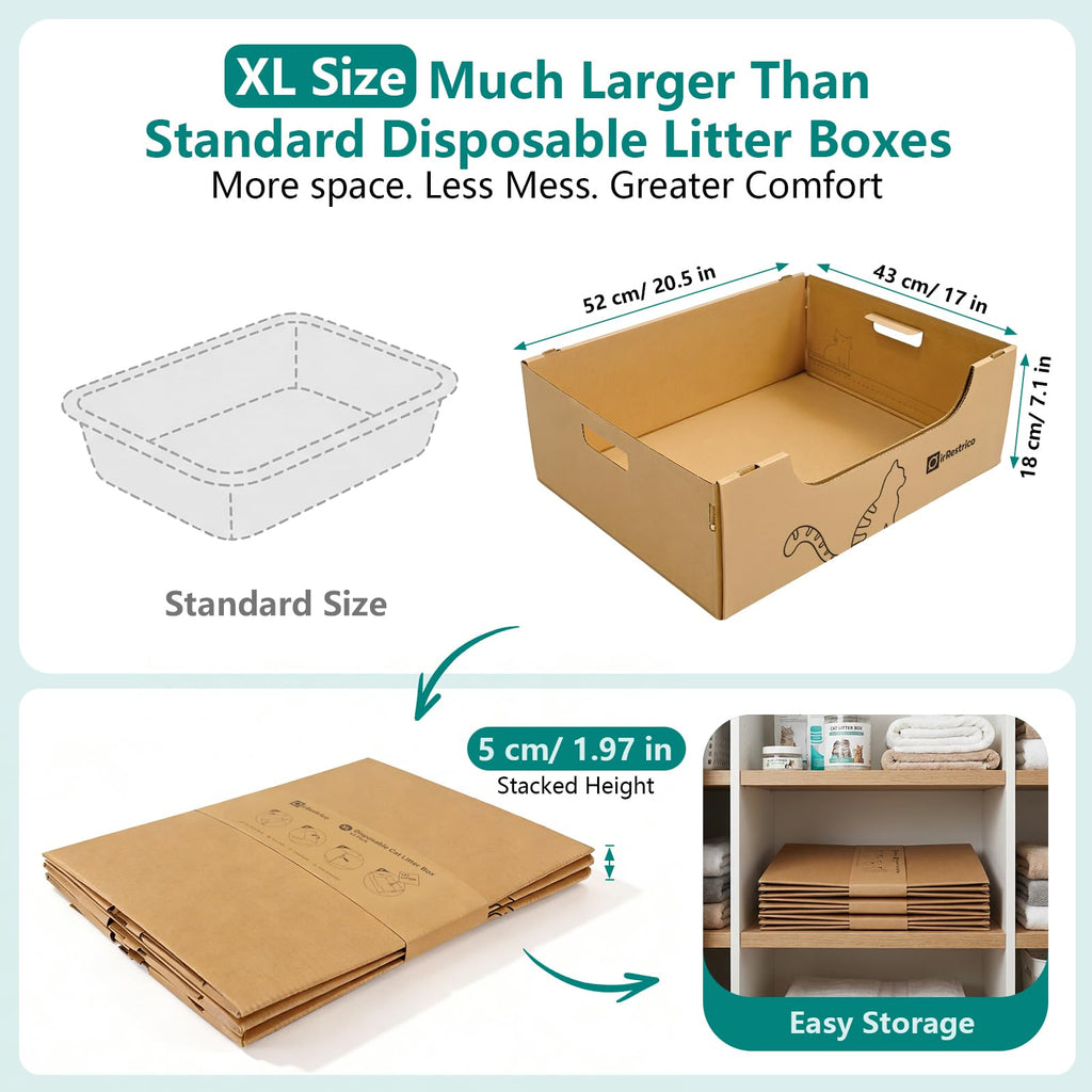 3-Pack Jumbo Disposable Cardboard Cat Litter Box O231627