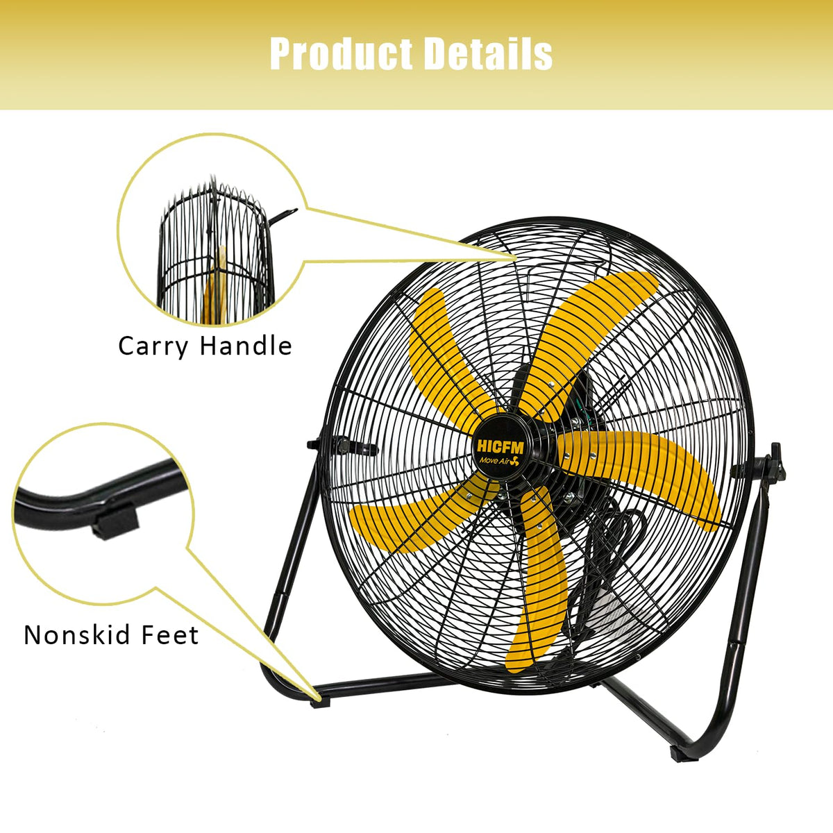 2 Pcs 20-inch 5300 CFM High Velocity Metal Floor Fan C6507
