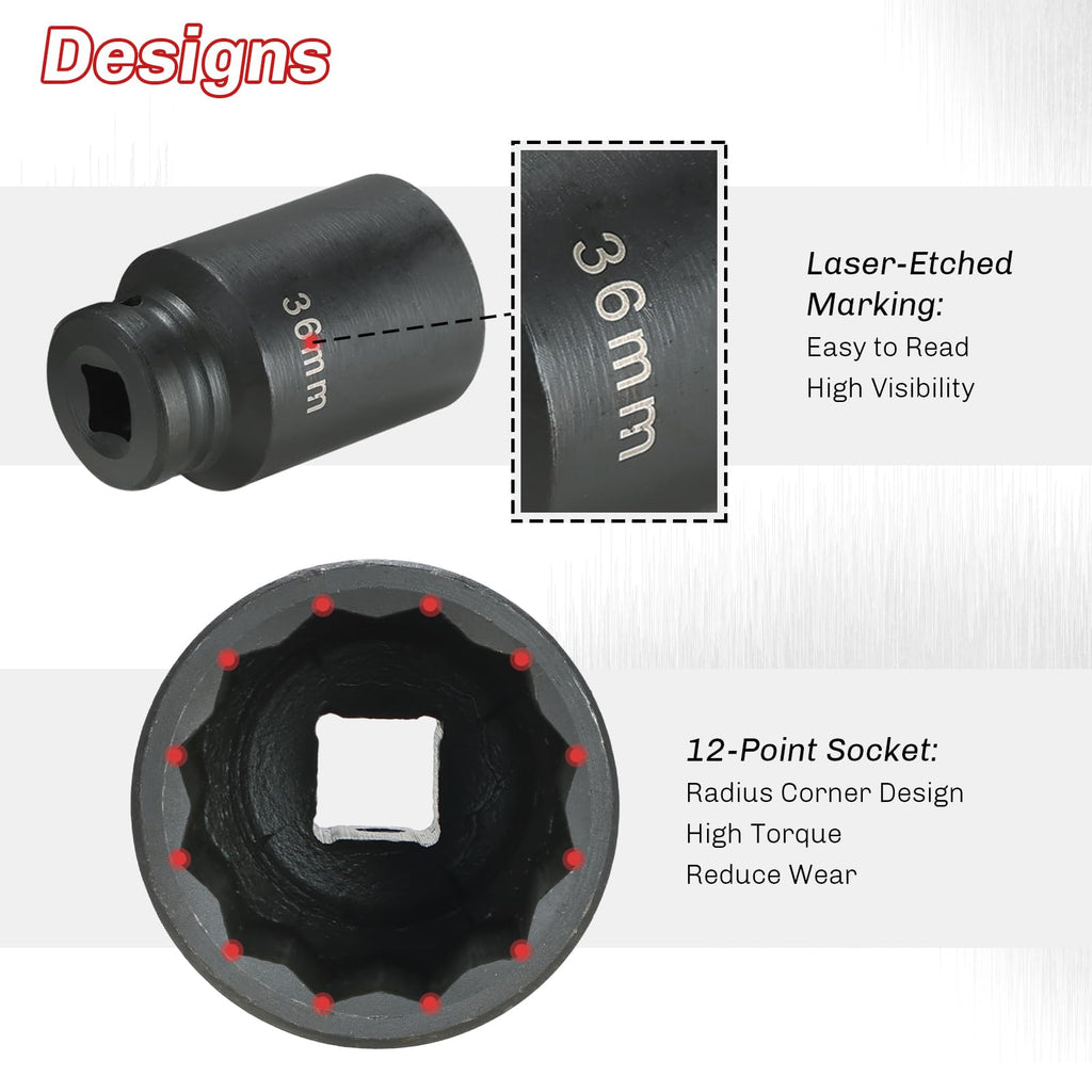 Heavy Duty Ball Joint Press and U Joint Removal Tool Kit & 1/2-Inch Drive Impact Socket Set F6020