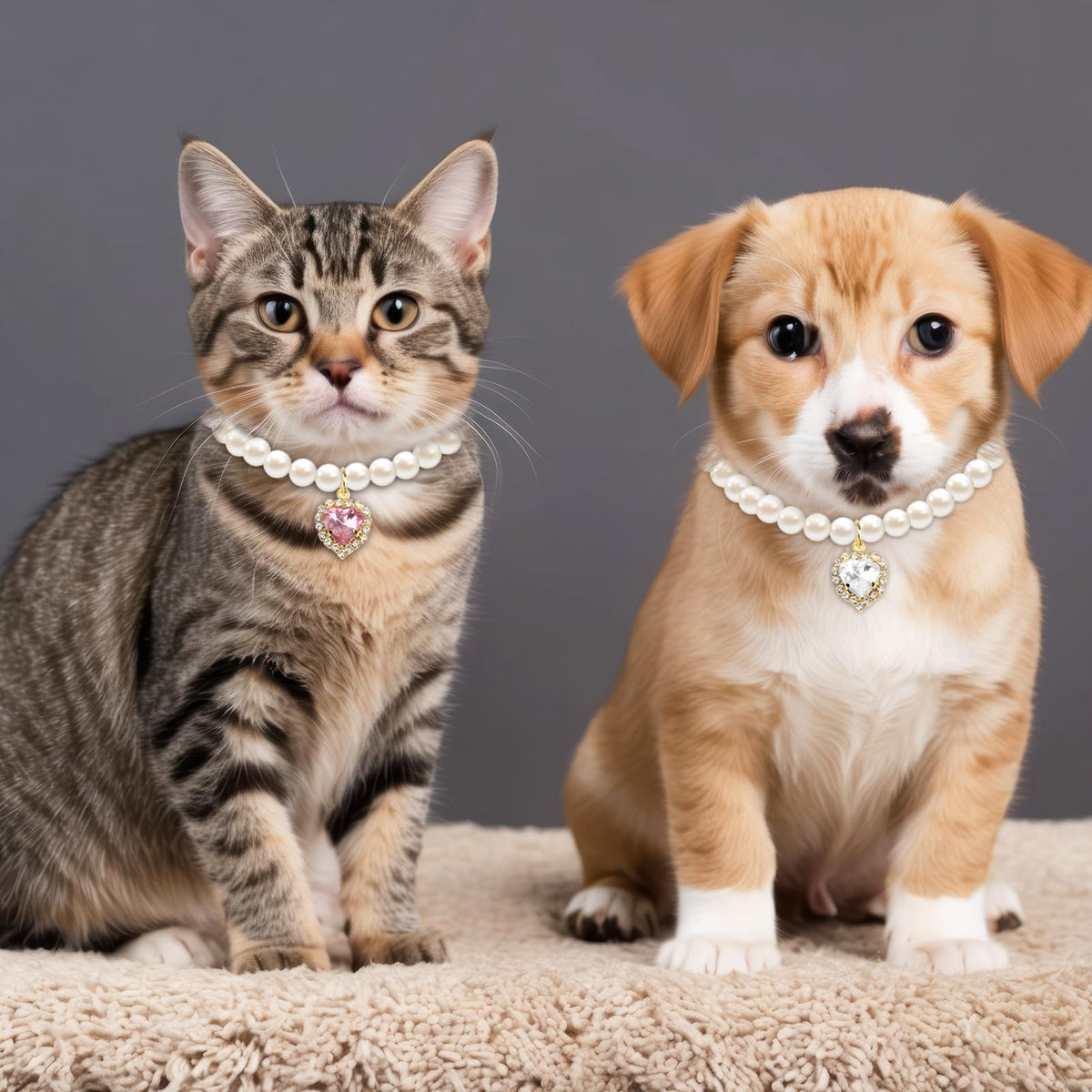 Pink White Pearl Cat Dog Collar I96106
