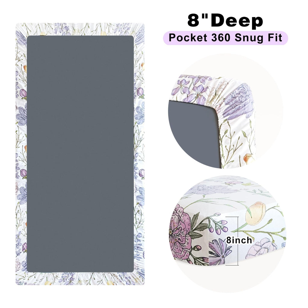 Soft Floral Crib Sheets 3 Pack 28'' X 52'' Fitted Microfiber Violet X24920