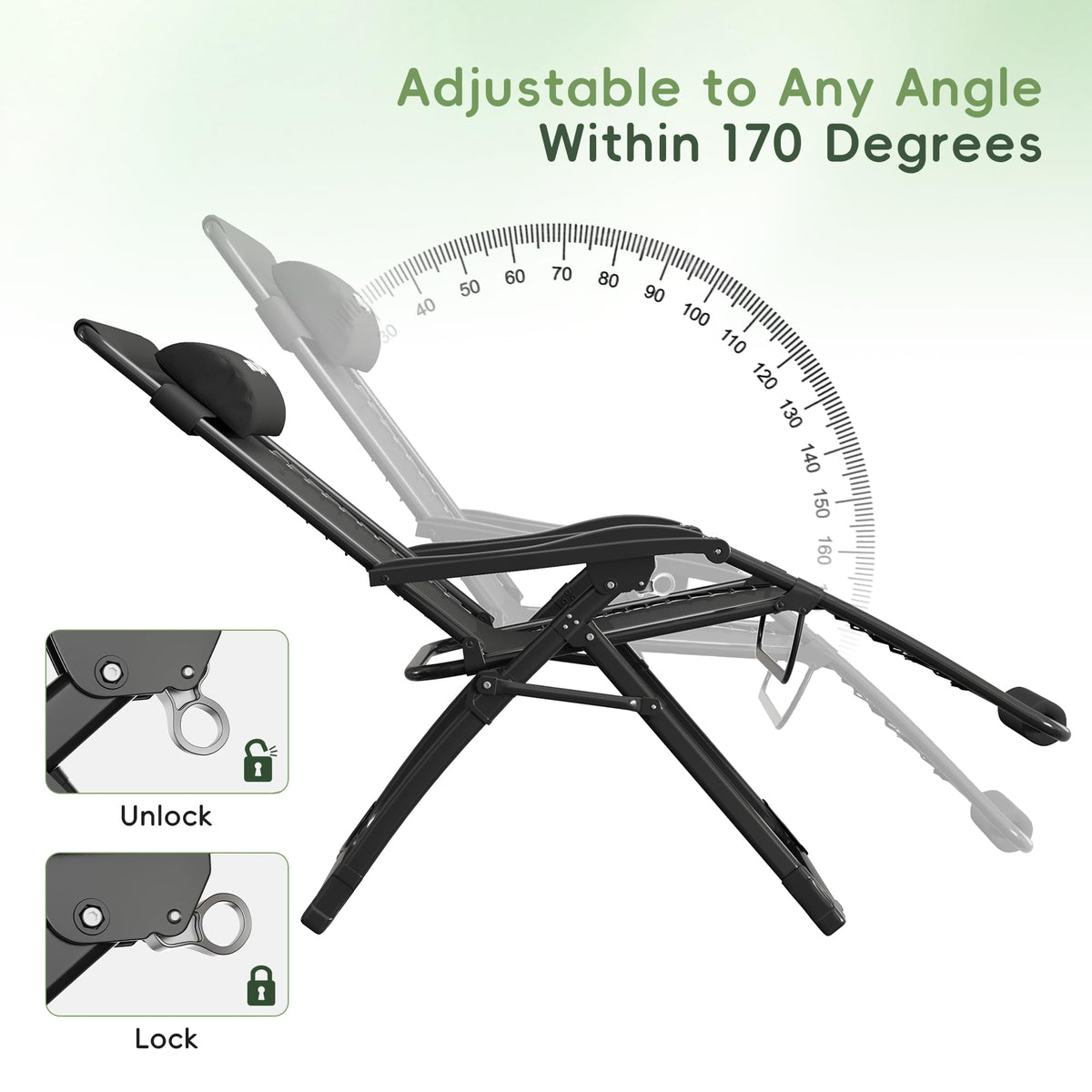 Oversized Folding Reclining Patio Lounge Chair G66806