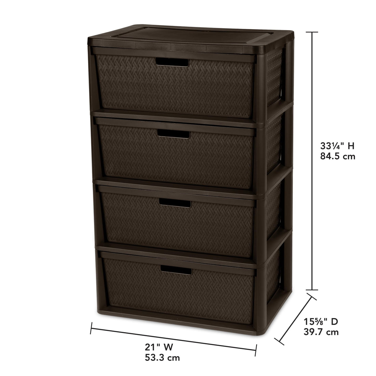 Brown 4-Drawer Storage Tower with Bins P566926