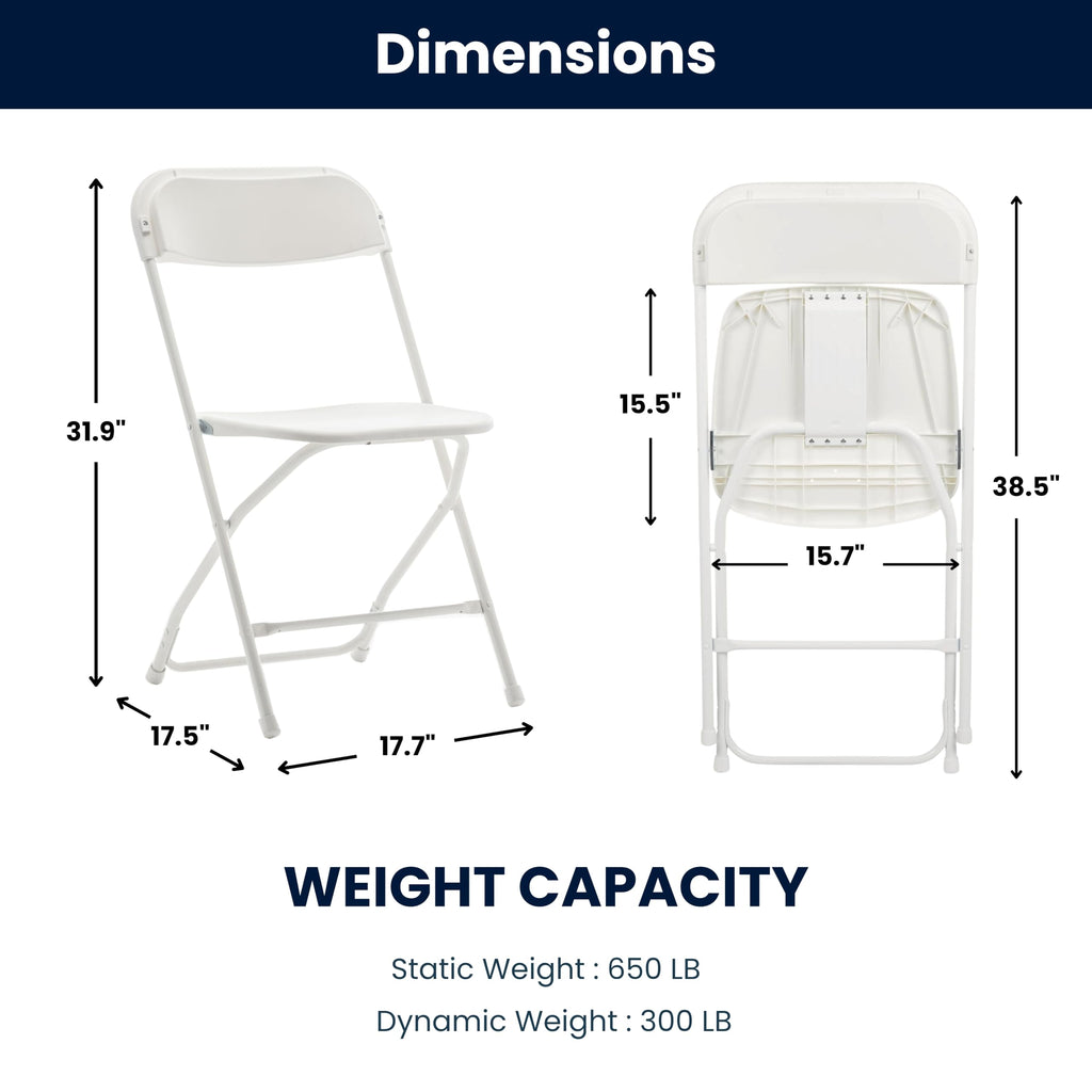 White Plastic Folding Chairs Set of 10 Steel Frame G806440