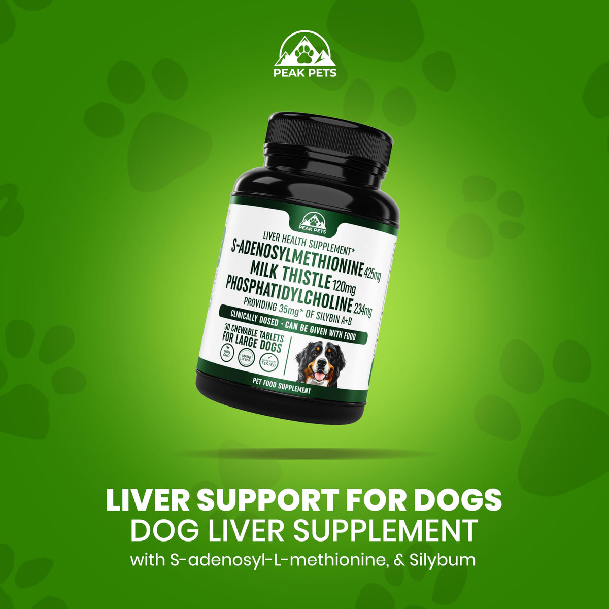Liver Support Supplement for Large Dogs with Milk Thistle - 30 Chewable Tablets F129186