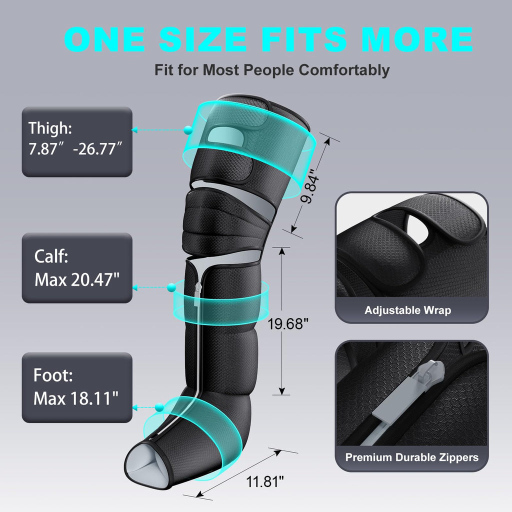 Black Leg Compression Massager with Heated Knee S4669