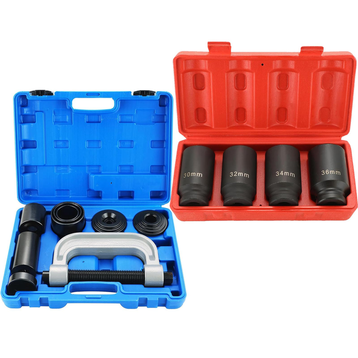 Heavy Duty Ball Joint Press and U Joint Removal Tool Kit & 1/2-Inch Drive Impact Socket Set F6020