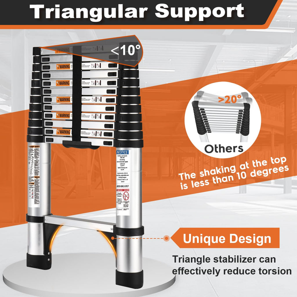 12.5 FT Aluminum Telescoping Ladder 330lbs N287035