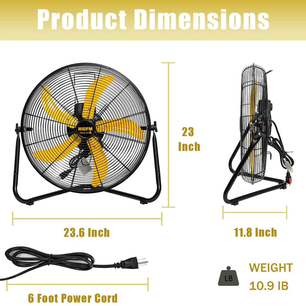 2 Pcs 20-inch 5300 CFM High Velocity Metal Floor Fan C6507