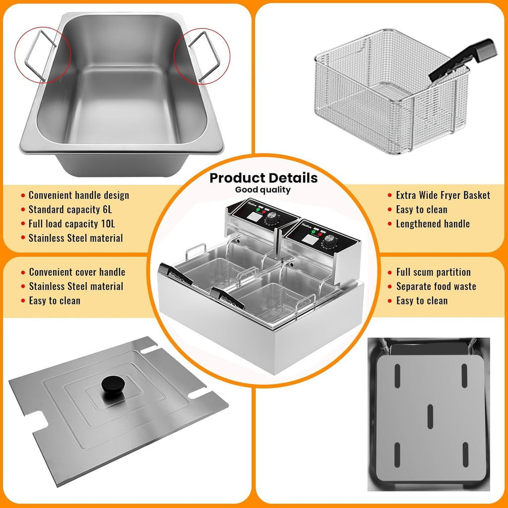 Commercial Deep Fryer with Double Baskets S4665