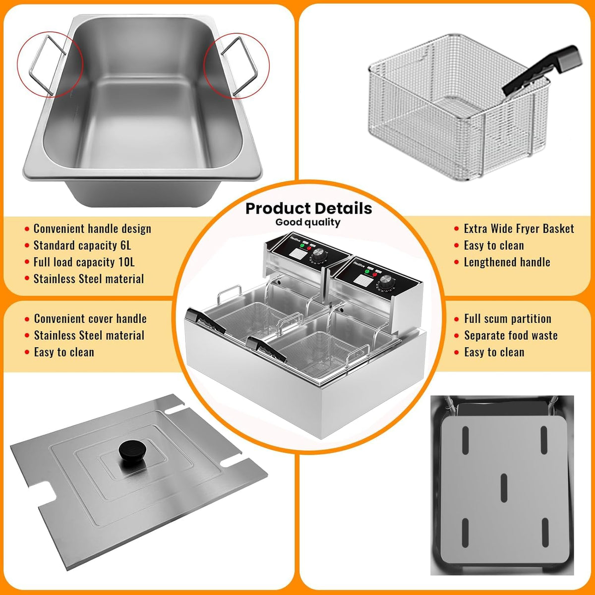 Commercial Deep Fryer with Double Baskets S4665