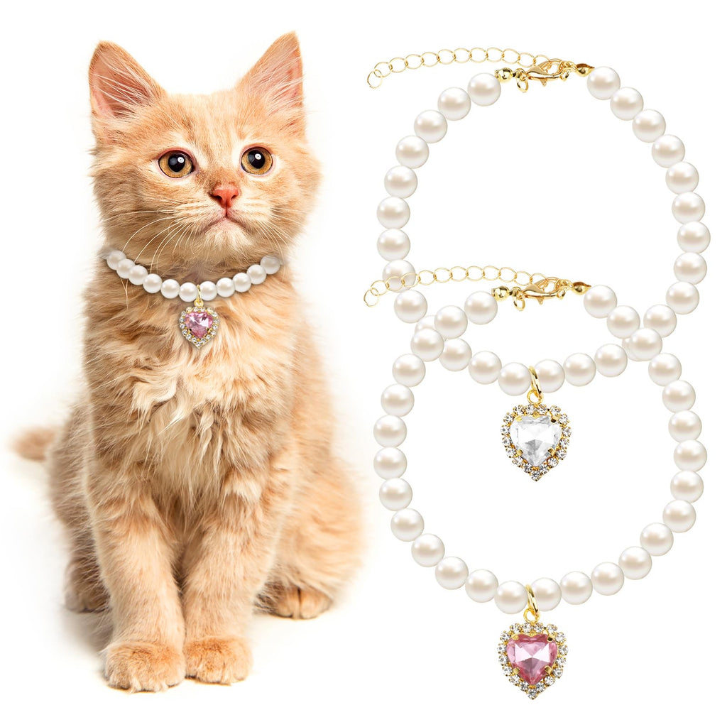 Pink White Pearl Cat Dog Collar I96106
