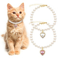 Pink White Pearl Cat Dog Collar I96106