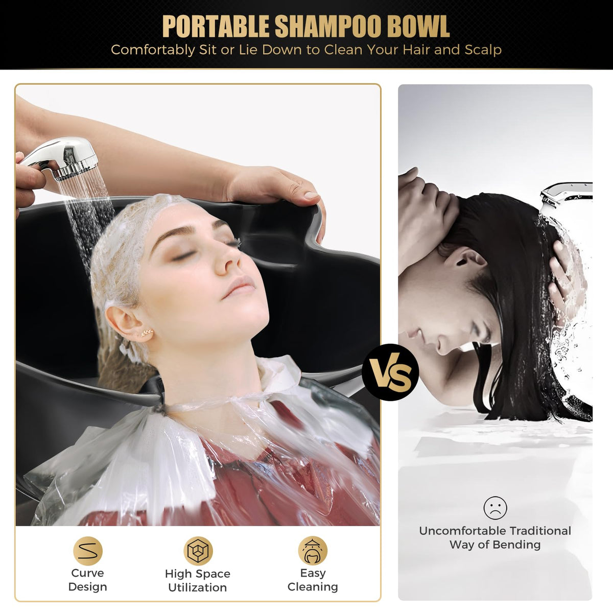 Portable Standing Shampoo Bowl with Drain Hose U141