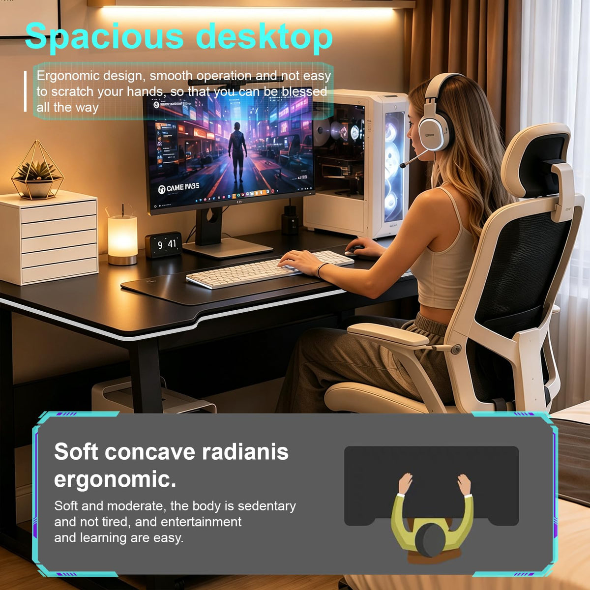 Gaming Desk Computer Writing Table PC Wood Y999192