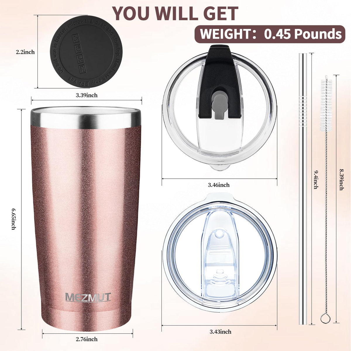 20oz Insulated Tumbler with Lid Straw C396
