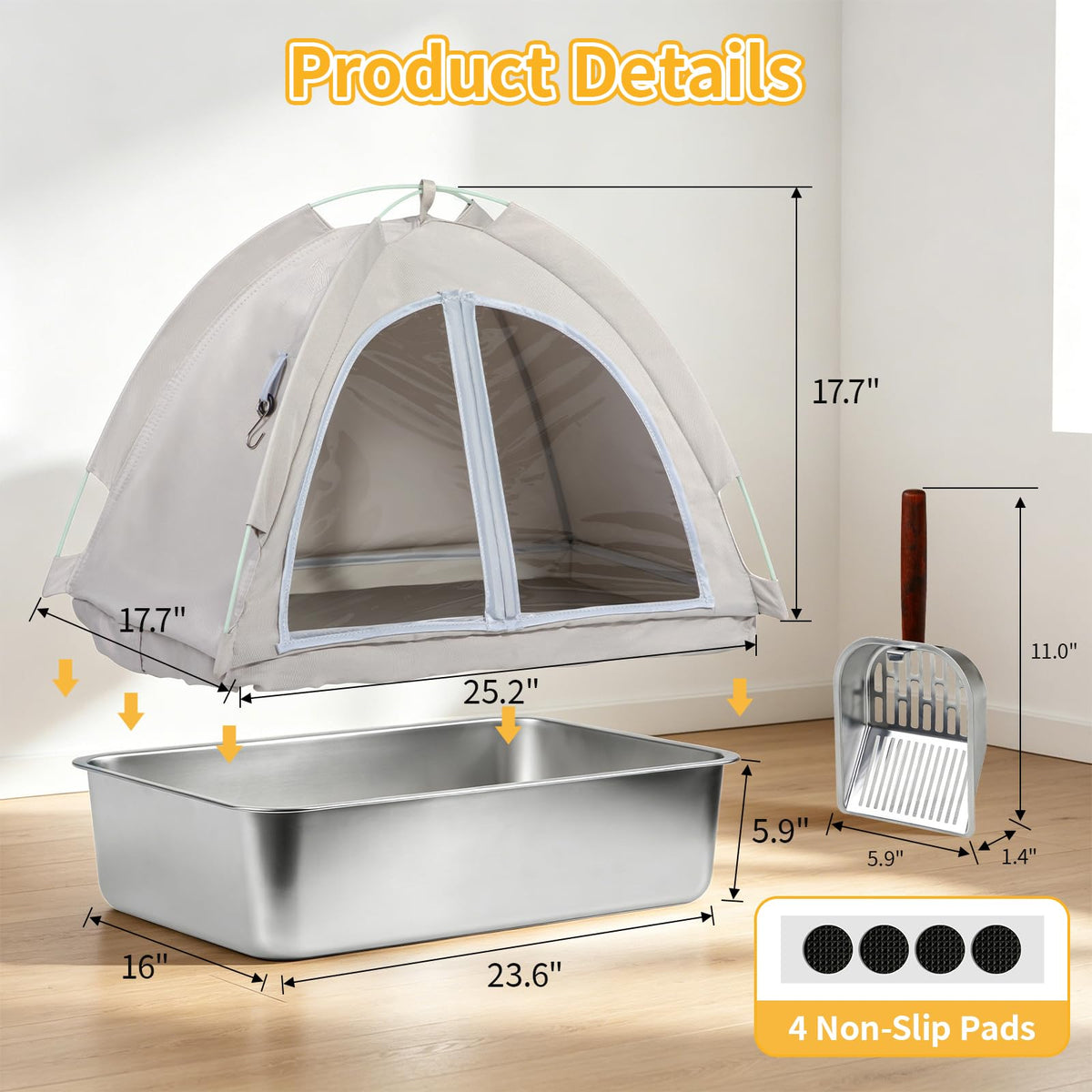Stainless Steel Extra Large Enclosed Cat Litter Box K9029