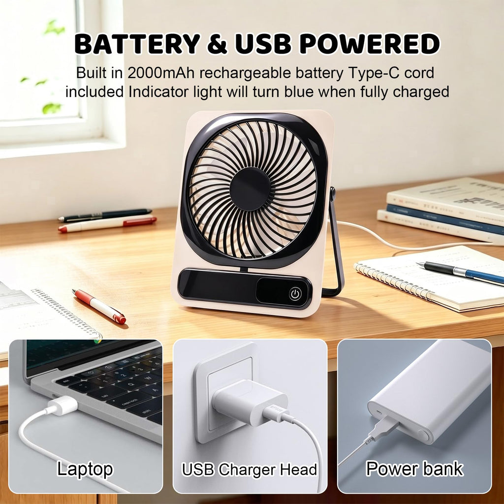 Portable Battery Operated USB Rechargeable Mini Personal Fan H78069