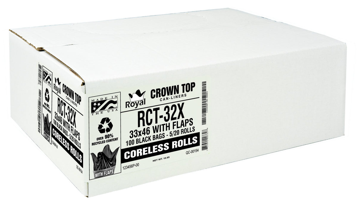 Black 40-45 Gal Coreless Roll Trash Bags M46506