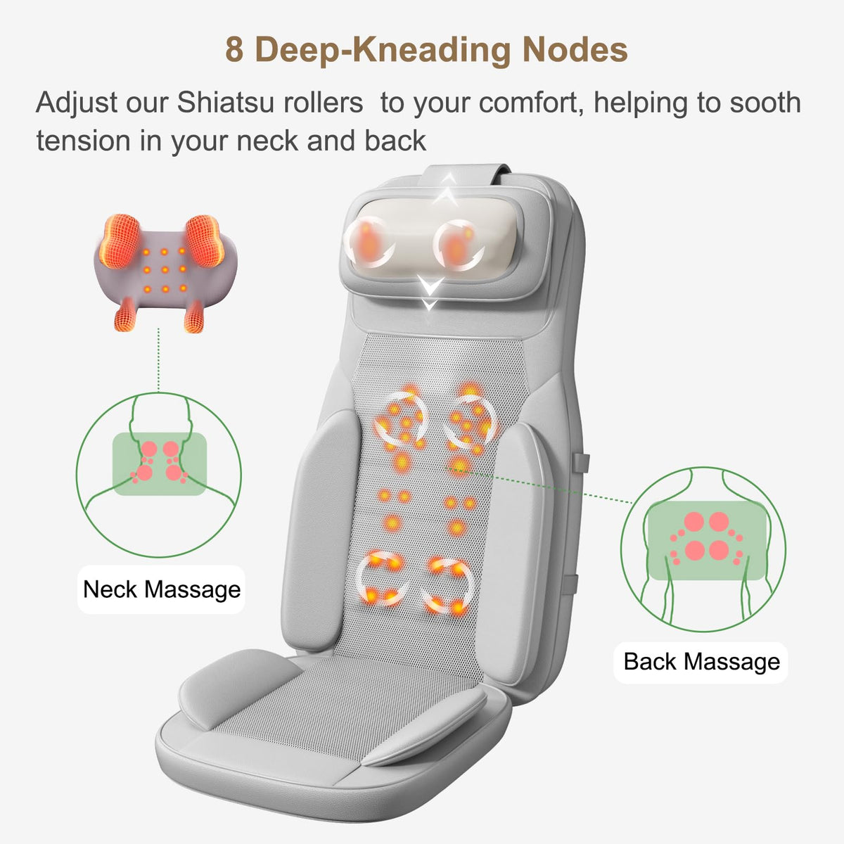 Shiatsu Neck and Back Massage Cushion with Heat J3115