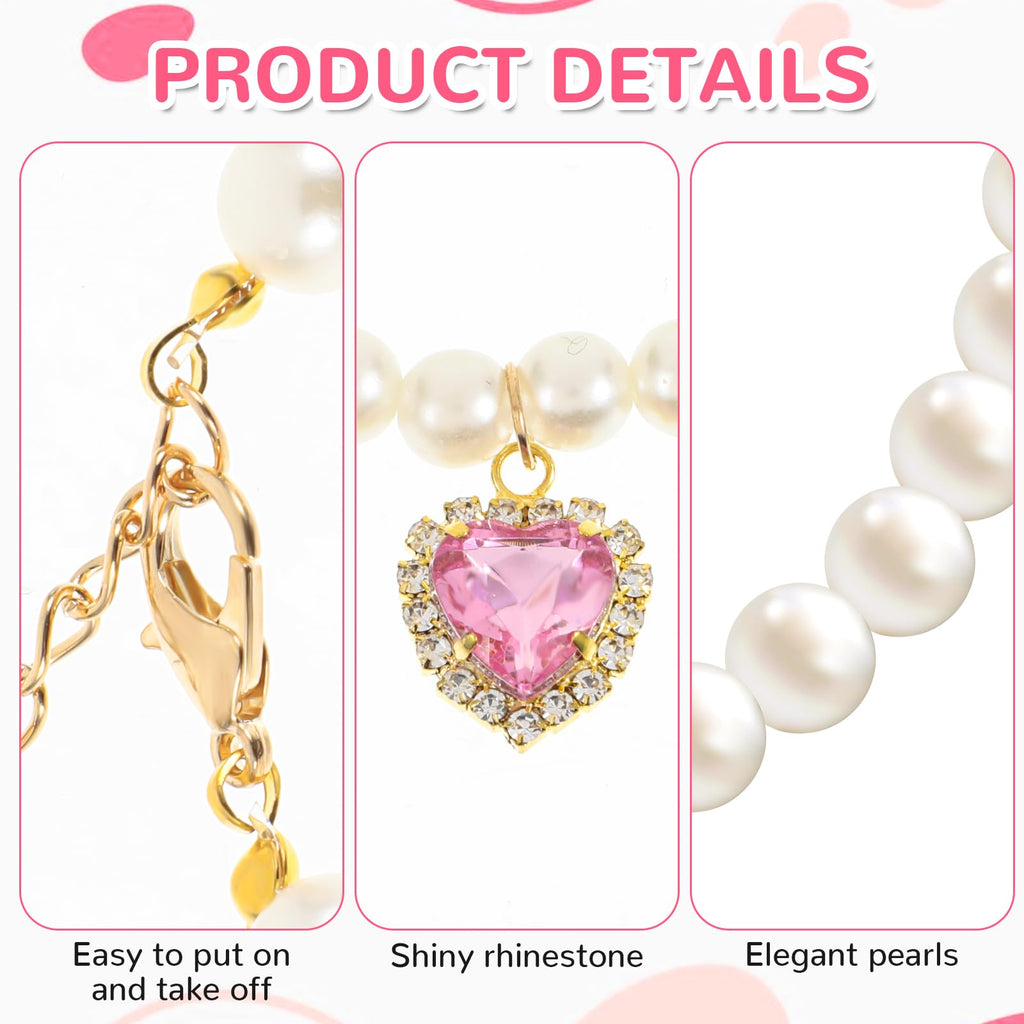 Pink White Pearl Cat Dog Collar I96106