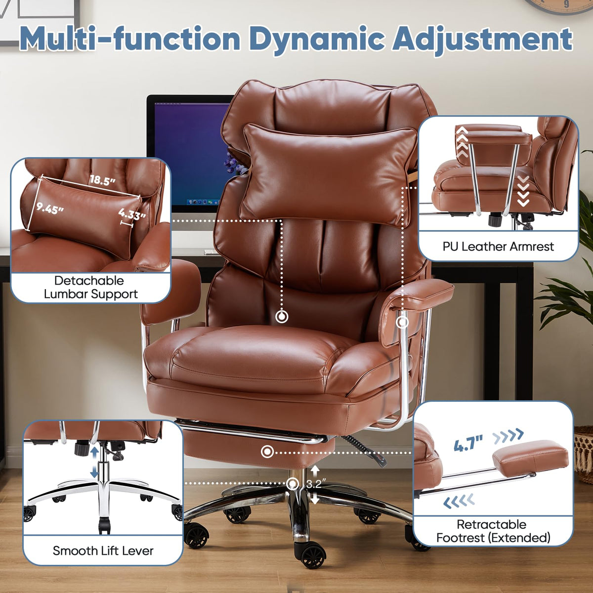 Ergonomic PU Leather Office Chair U7791