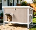 Weatherproof Wooden Outdoor Cat House with Escape Doors L541661