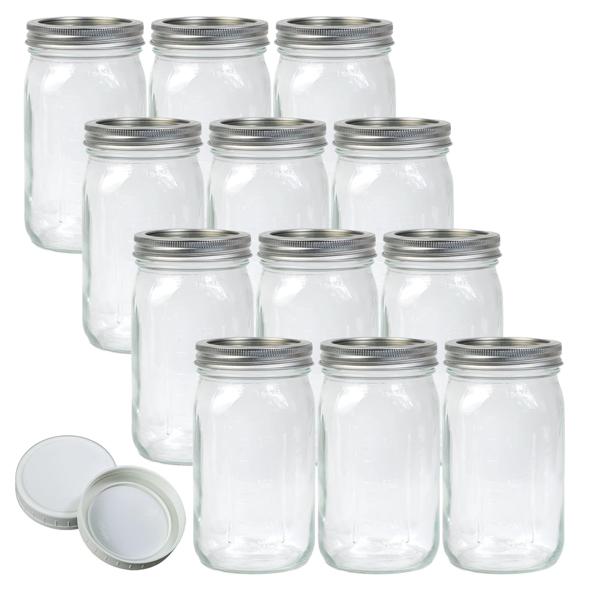 Wide Mouth Mason Jars 32 oz 12Pcs with Airtight Lids V2239