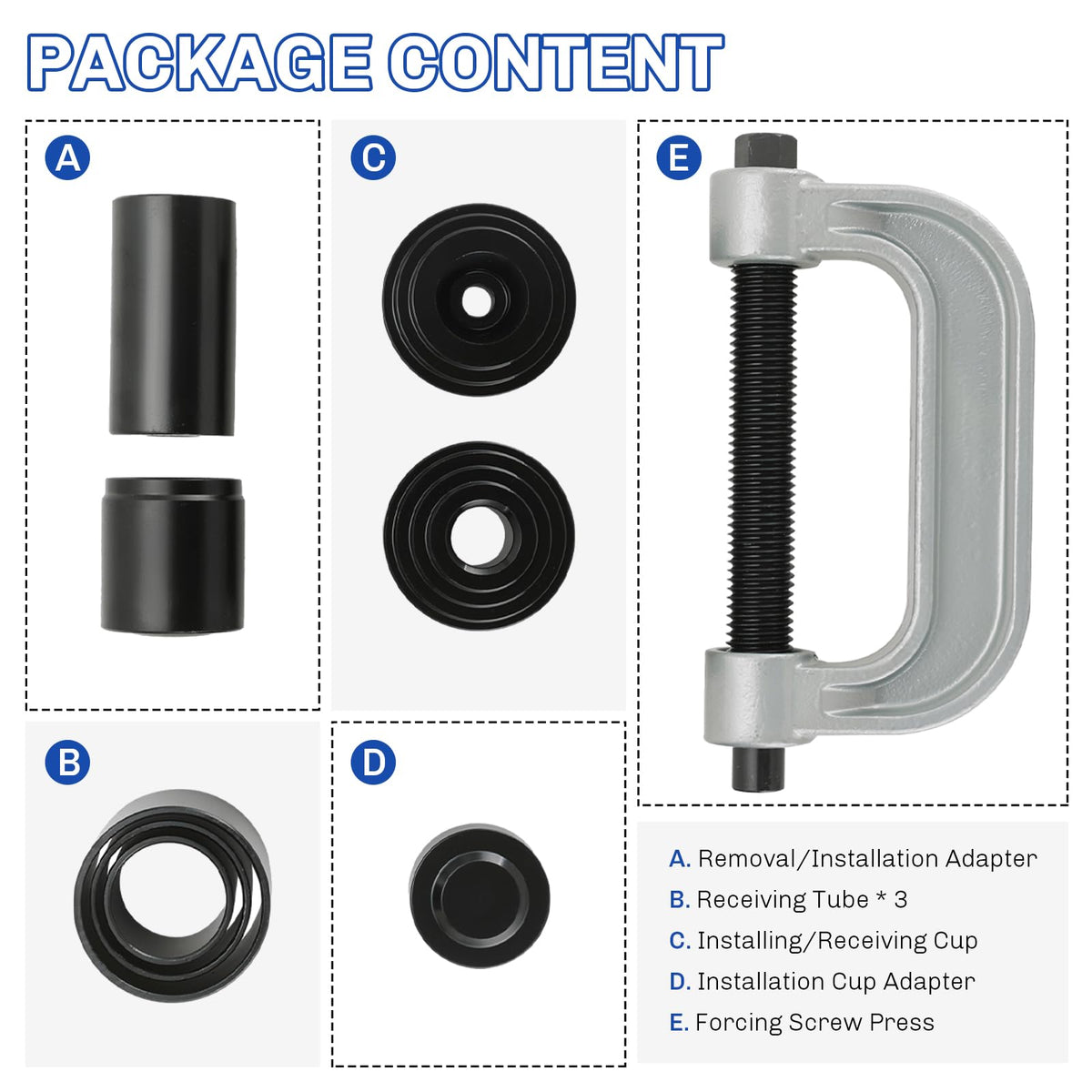 Heavy Duty Ball Joint Press and U Joint Removal Tool Kit & 1/2-Inch Drive Impact Socket Set F6020