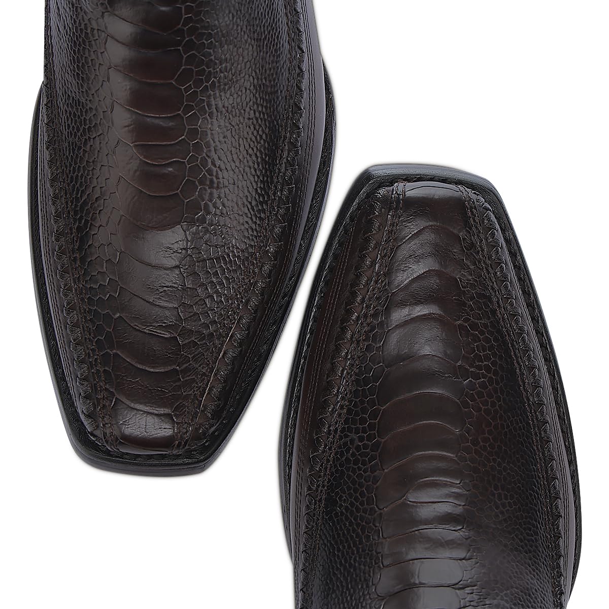 Brown Ostrich Leg Leather Cowboy Boots O140722