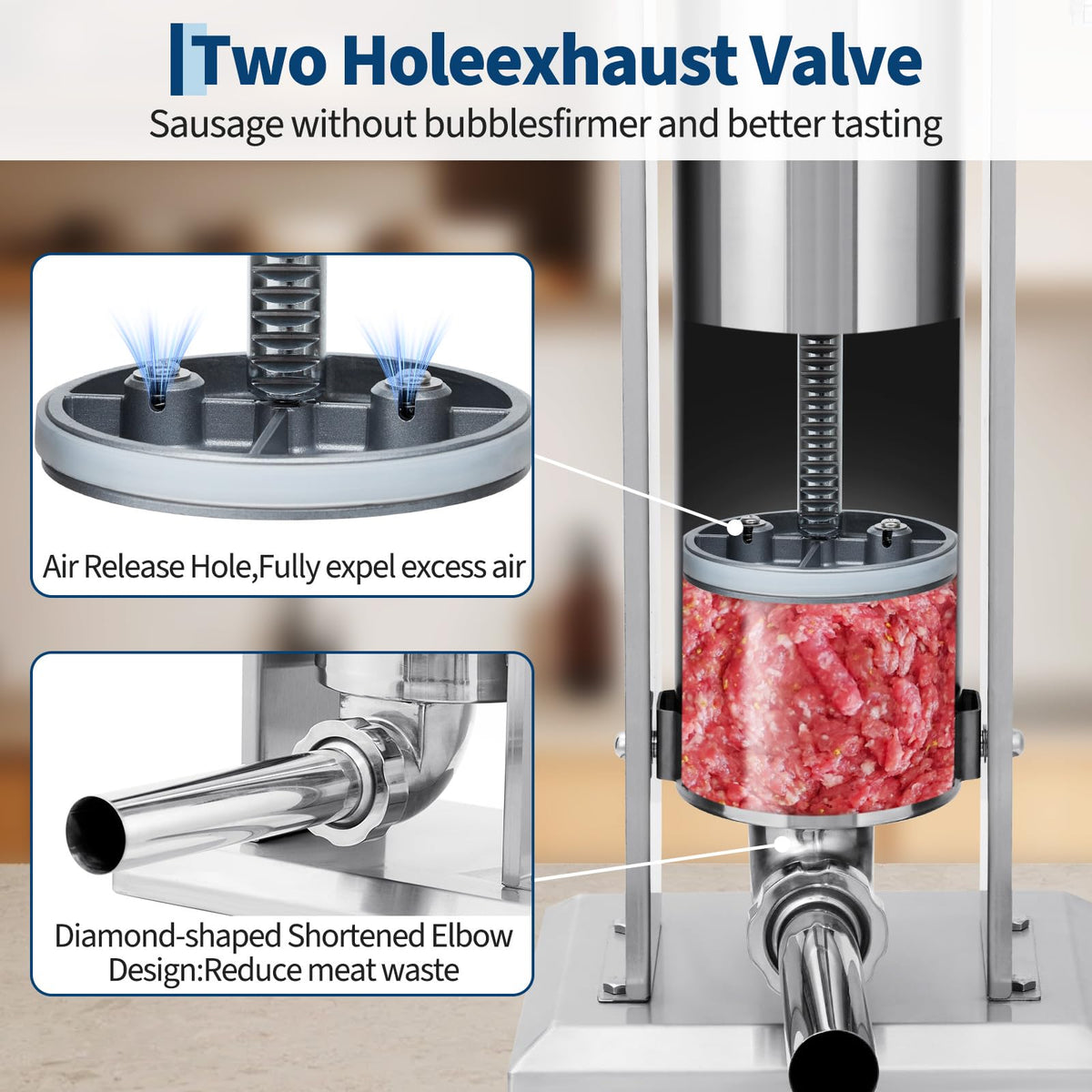 7L Stainless Steel Manual Sausage Stuffer Q884