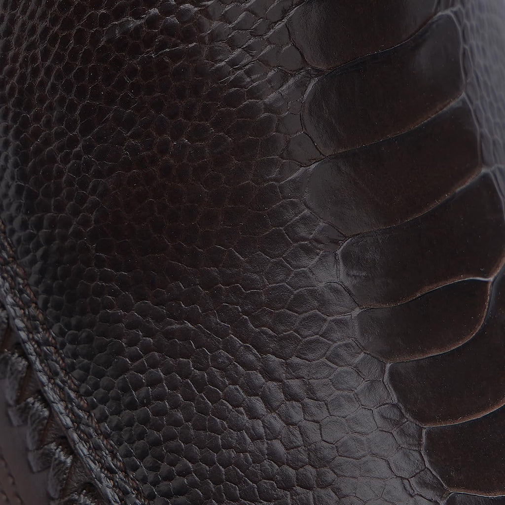 Brown Ostrich Leg Leather Cowboy Boots O140722