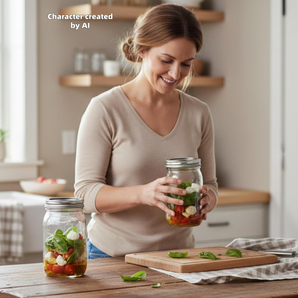 Wide Mouth Mason Jars 32 oz 12Pcs with Airtight Lids V2239