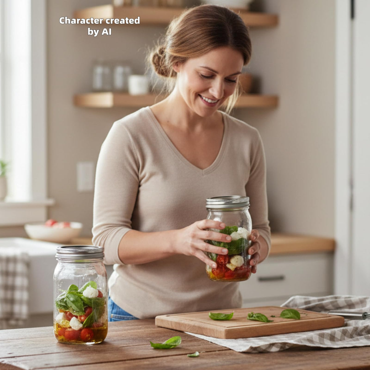 Wide Mouth Mason Jars 32 oz 12Pcs with Airtight Lids V2239