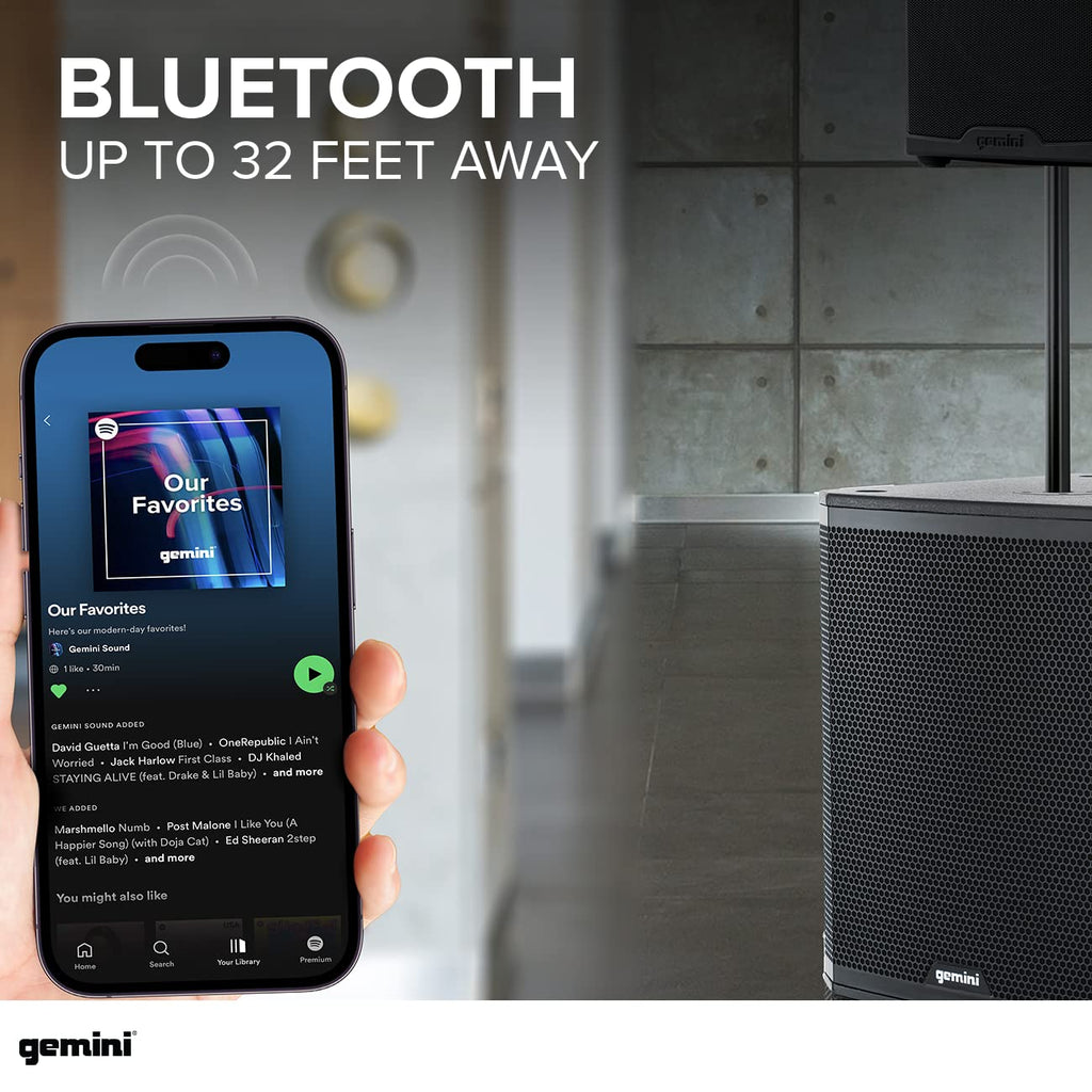 18" Powered Subwoofer, 1200 Watts, Bluetooth TWS O8140