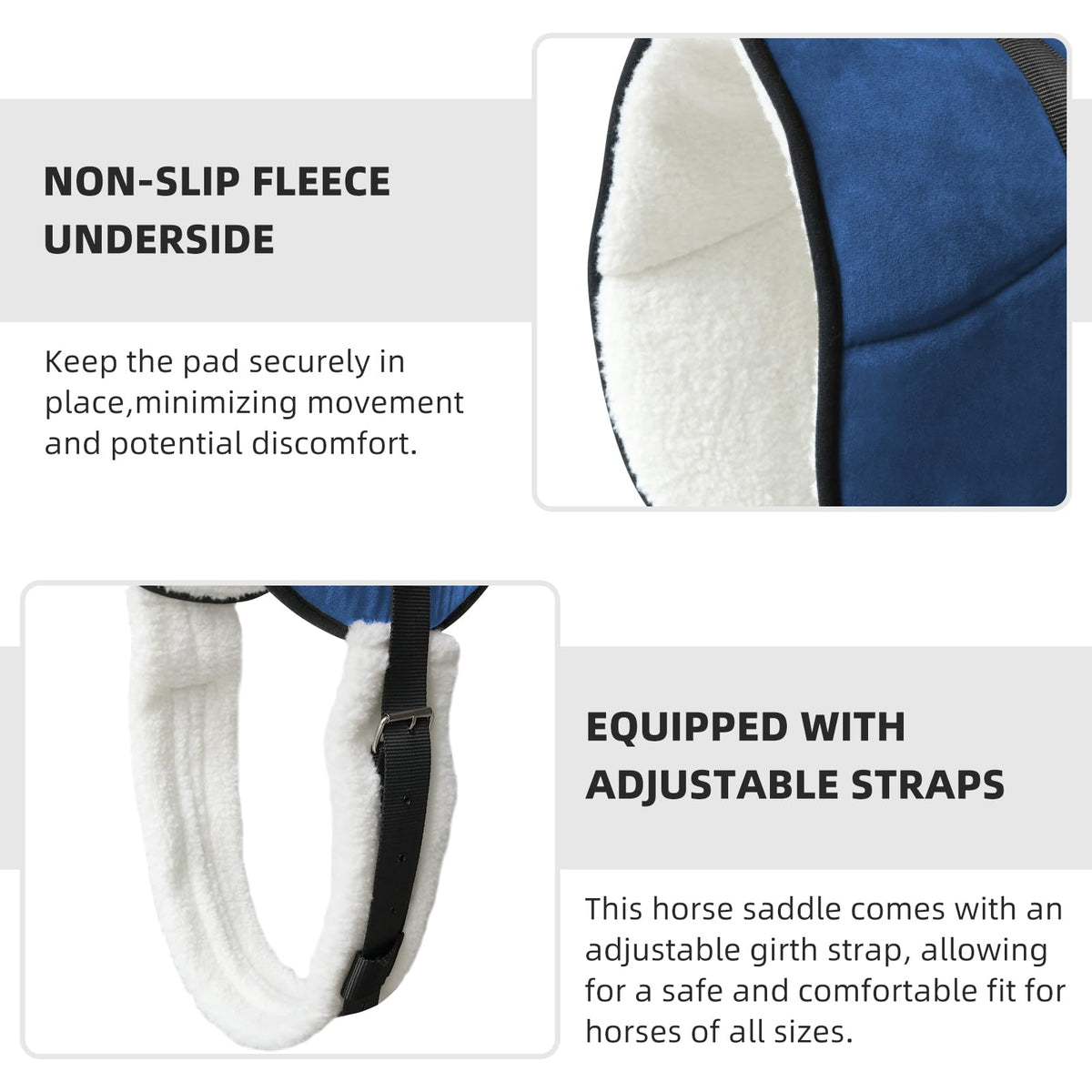 Horse Bareback Saddle Pad with Adjustable Girth Q708