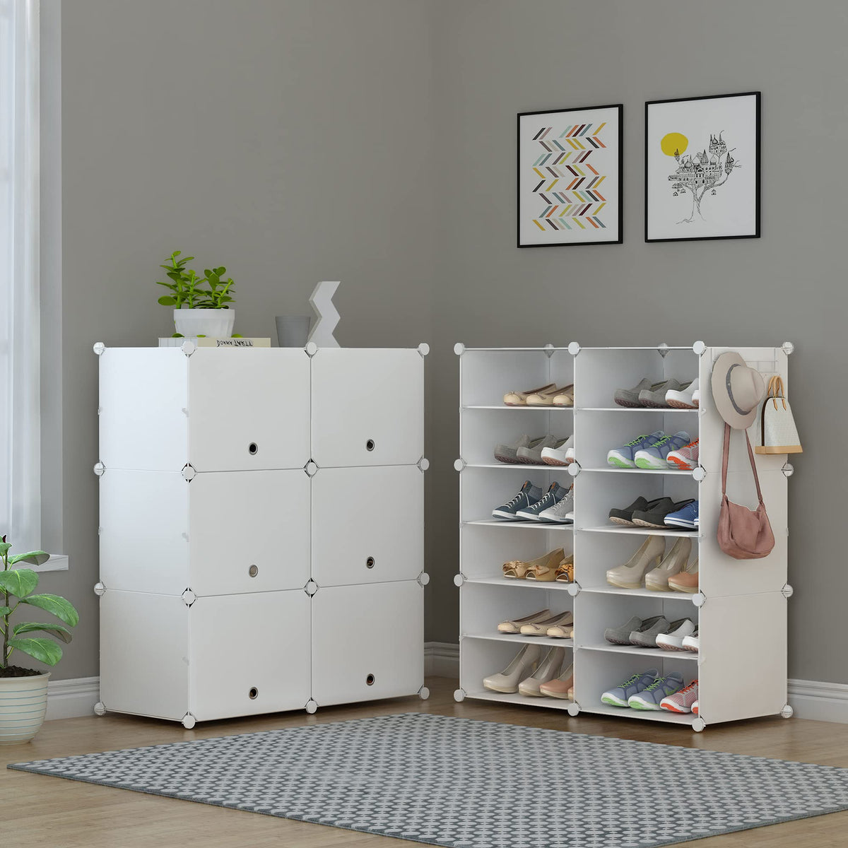 24 Pair Modular Shoe Rack Organizer H183874