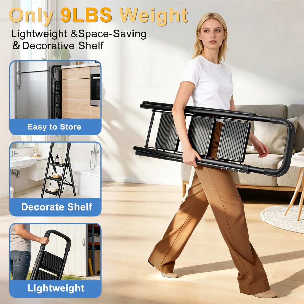 Folding Step Stool with Handrail D490