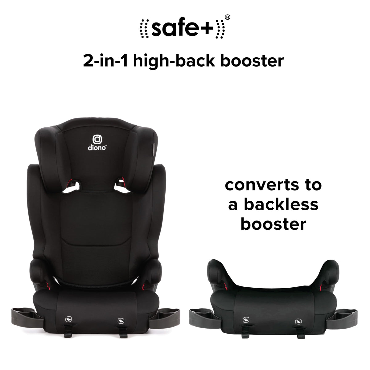 2-in-1 Belt Positioning Booster Seat, Black J62559
