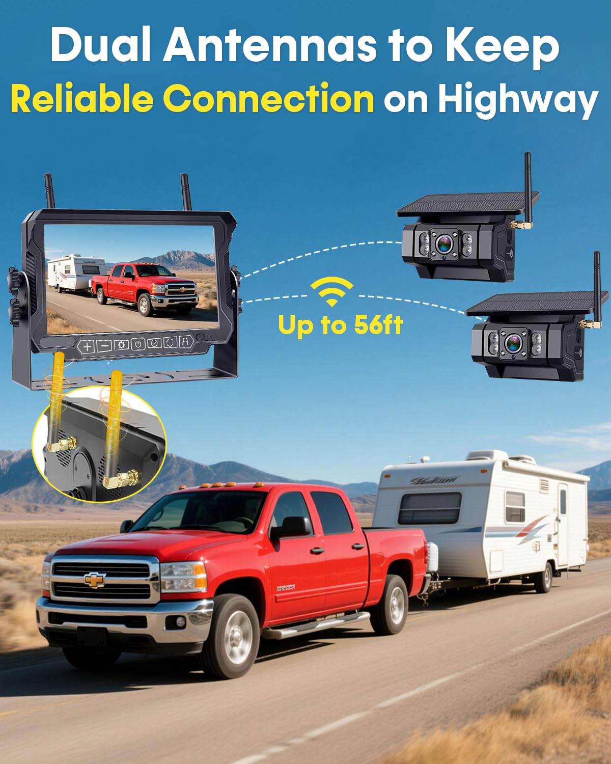 1080P Dual Magnetic Wireless Backup Camera 7" Split-Screen G370