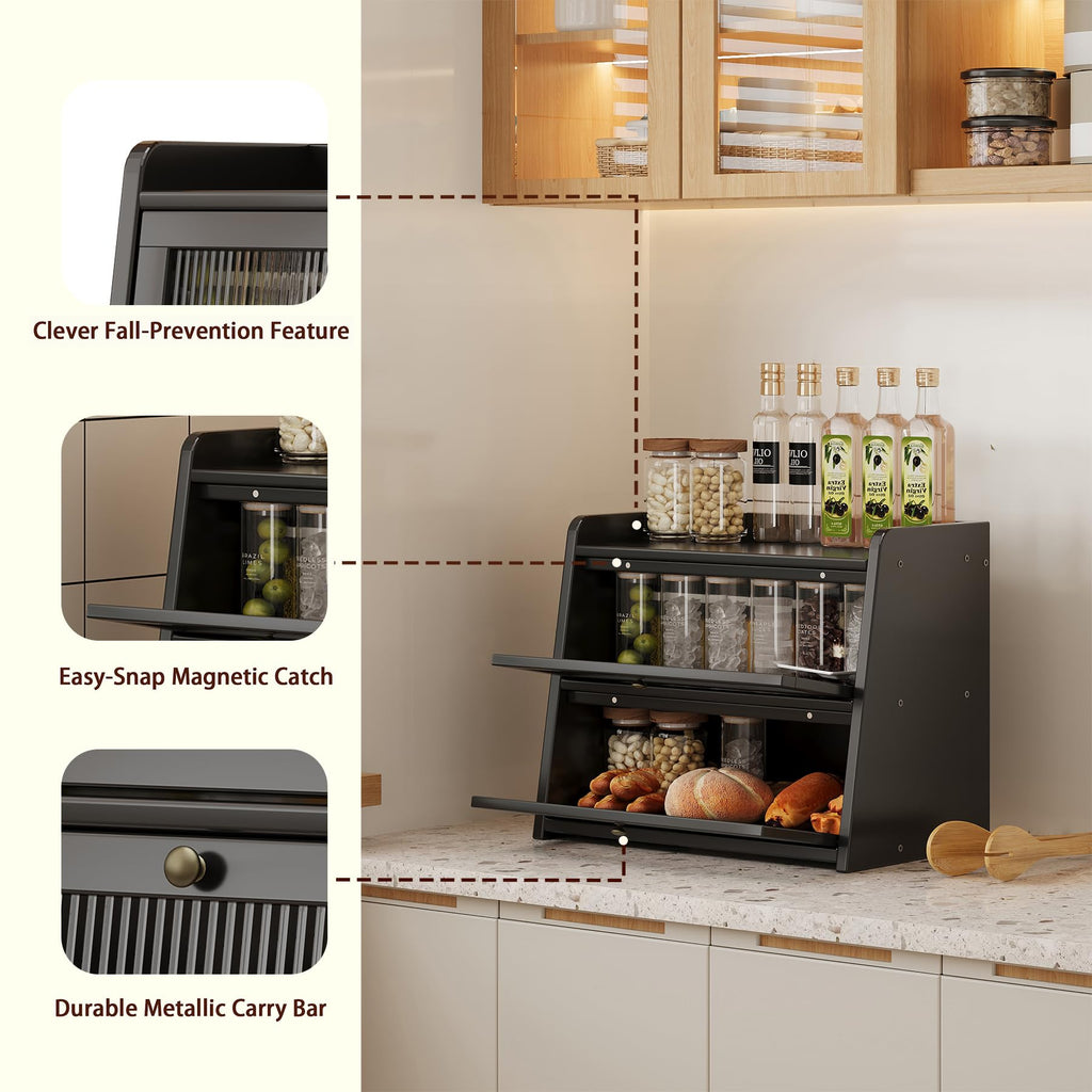 Large Bamboo Bread Box with Window L627