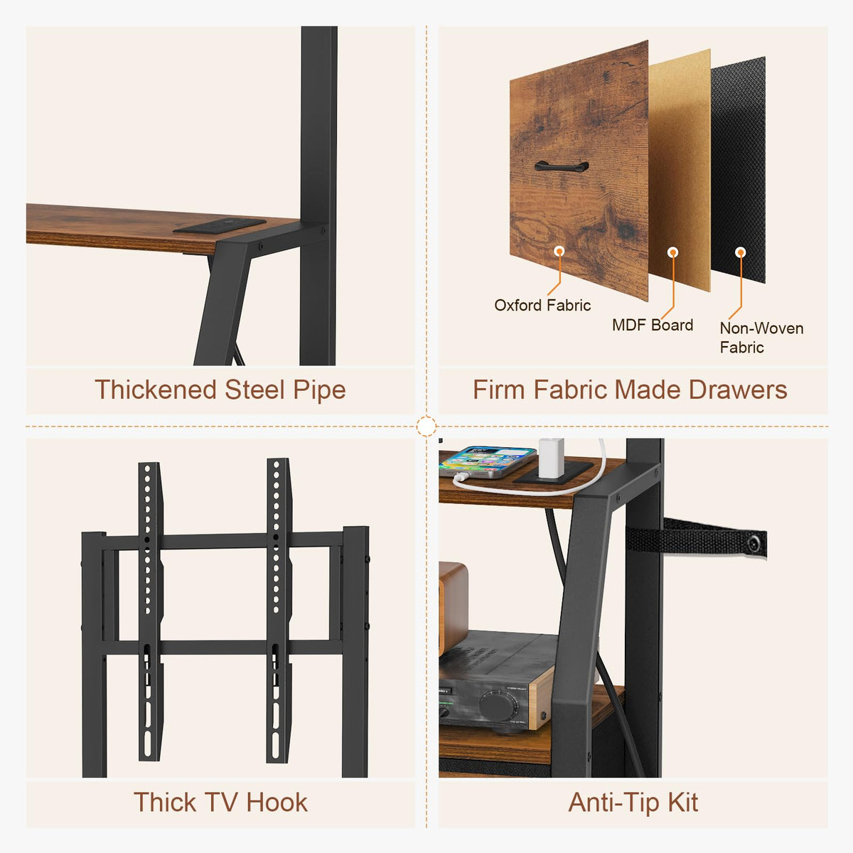 Rolling TV Stand for 32-55 Inch TVs S856