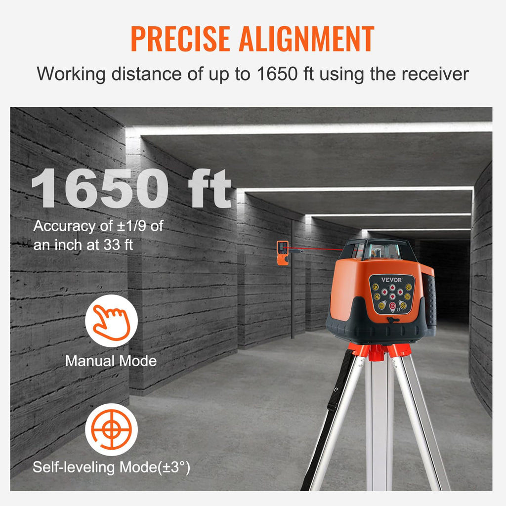 Red 360 Degree Self Leveling Rotary Laser Level Kit with Tripod G8118